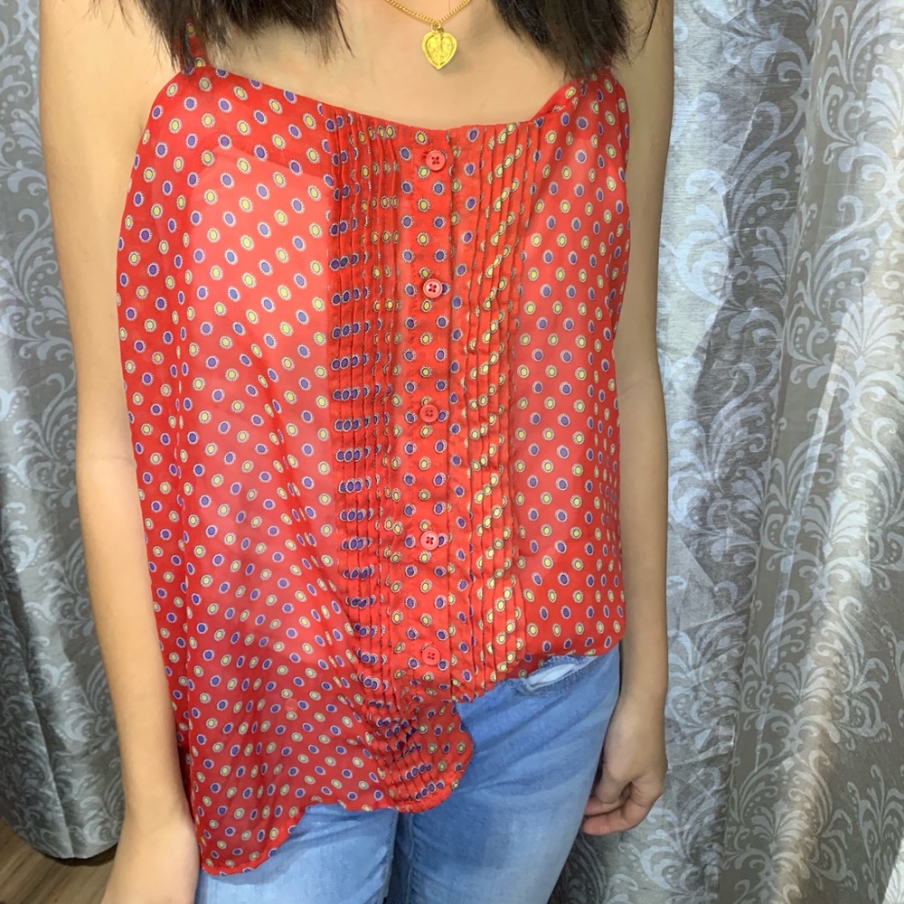 MOSSIMO red/orange tank with designs